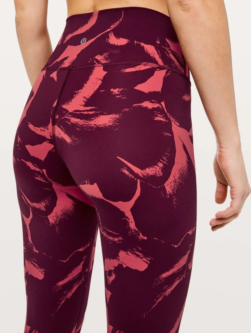 Lululemon Wunder Under Maroon Red Printed High Rise Nulux Tight Leggings